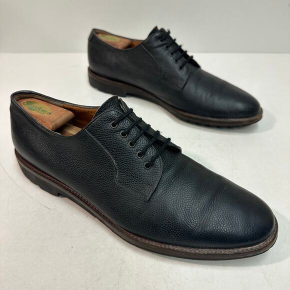VGUC Salvatore Ferragamo Plain Toe Derby Black Scotch Grain Italy US 11.5 D - Picture 4 of 13